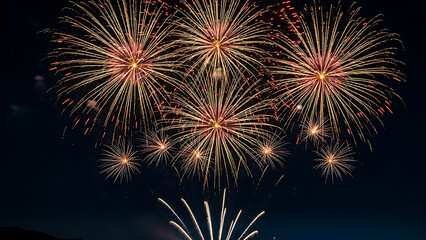 Fototapeta premium Spectacular Fireworks Display Celebrating the Night Sky at New Year's Eve Festival