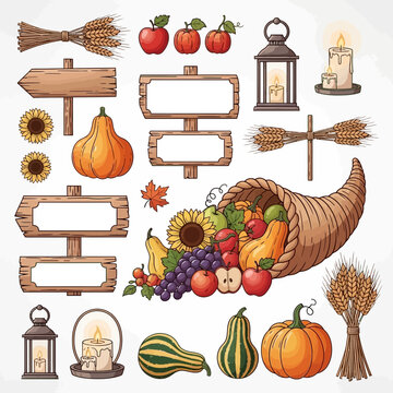 Autumn Harvest Collection Rustic Symbols of Gratitude and Seasonal Abundance
