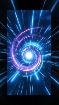 Blue And Pink Neon Spiral Light Ray Tunnel Loop Footage