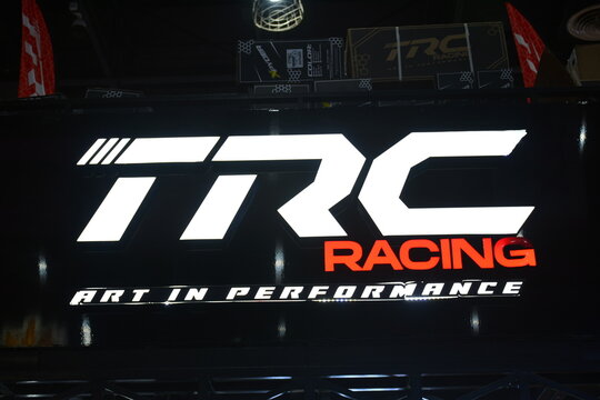 Trc racing booth sign at the 20th Inside Racing Bike Fest in Pasay, Philippines