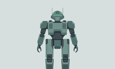 Fototapeta premium Futuristic Green Military Robot Mech Vector Illustration