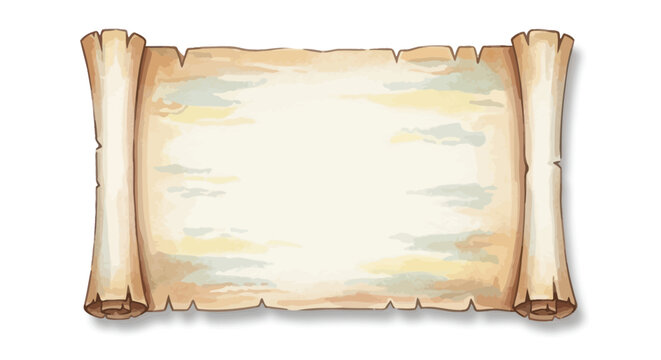 Aged Parchment Scroll with Rolled Edges and Frayed Texture