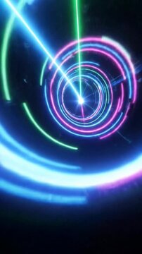 Comet Lines Tunnel Effect Blue Neon Glow Dark Background Footage