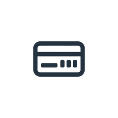 Fototapeta premium A simple credit card icon, representing payment and finance. The card is designed with dark blue lines.