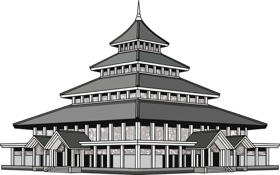 Traditional Asian Multi Level Pagoda Building.