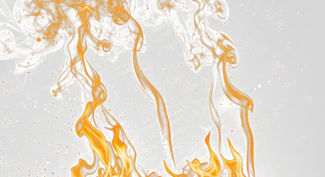 Yellow smoke plumes and floating ember dust patterns for a rich and detailed fire overlay on black.