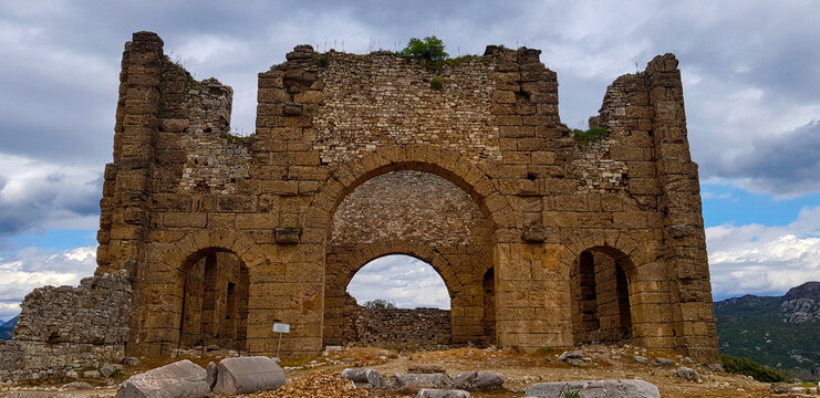 Roman basilica in the ancient city of Aspendos, in Antalya province, Turkey