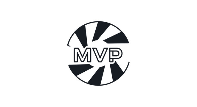 Black and white MVP logo design.