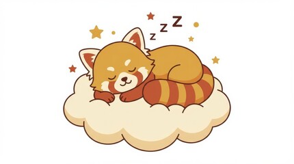 Fototapeta premium Cute red panda sleeping peacefully.