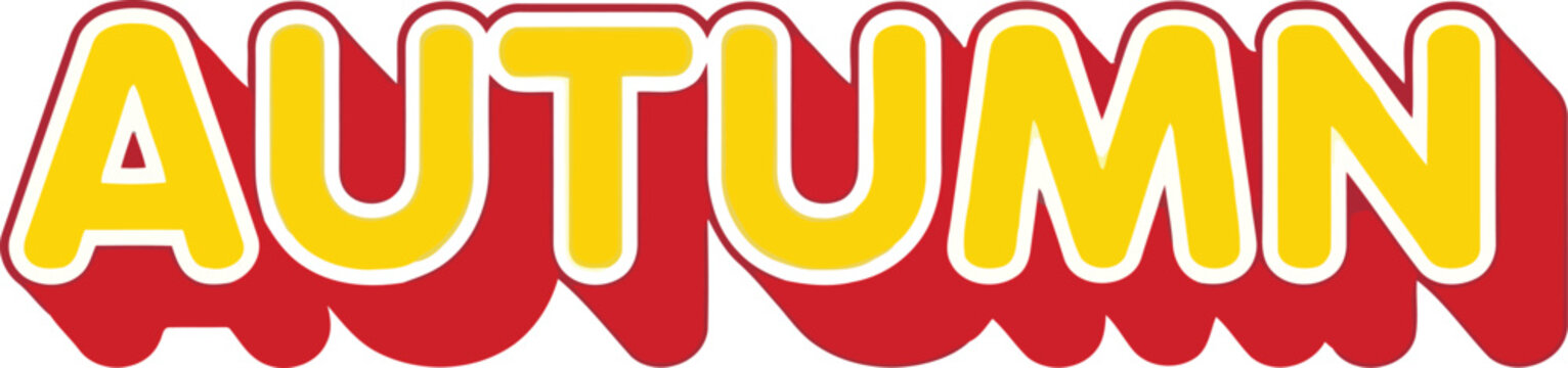 Autumn Typography Design With Retro 3D Drop Shadow Effect Isolated On White Background Graphic Element