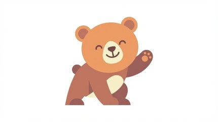 Obraz premium Brown bear cartoon character smiling.