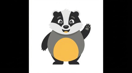 Naklejka premium Cartoon badger waving friendly hello.