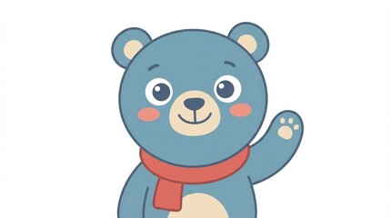 Fototapeta premium Cute blue bear cartoon character.