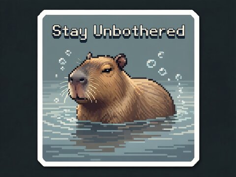 Capybara swims in water with calm expression and bubbles around it during a bright day
