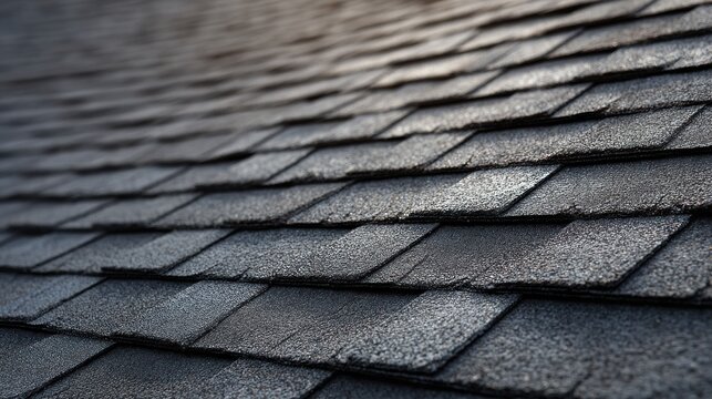 Close up of a dark asphalt roof shingles