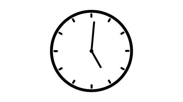 abstract analog clock animation background. Digital and analog clock 24 hours isolated on white background.