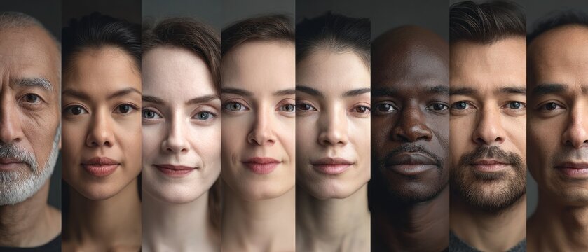 Diverse group of people portraits faces