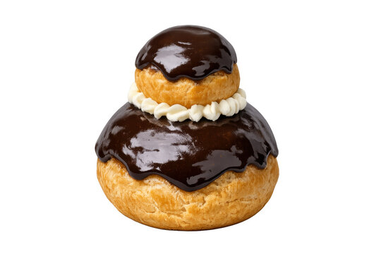 French religieuse pastry with chocolate icing and cream