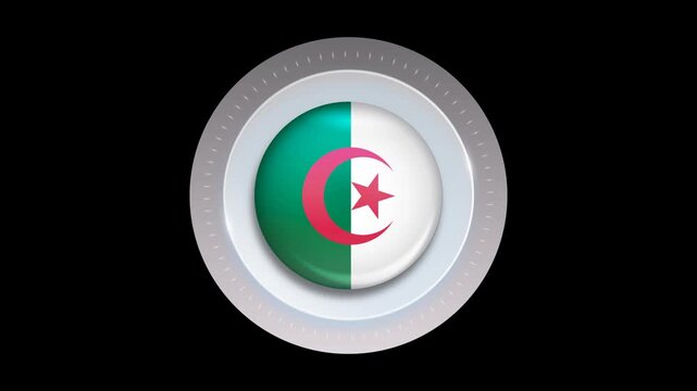Algeria flag 3D round glossy realistic national symbol travel concept