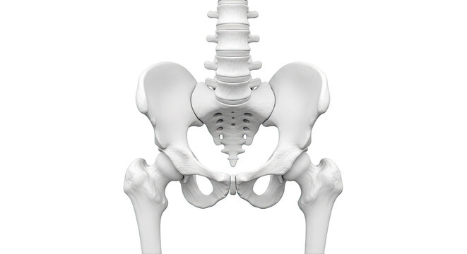 Anterior View of Human Pelvic Bones and Lumbar Vertebrae