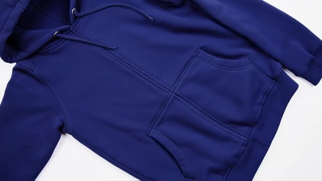 A deep indigo blue zip-up hoodie with a hood and pockets