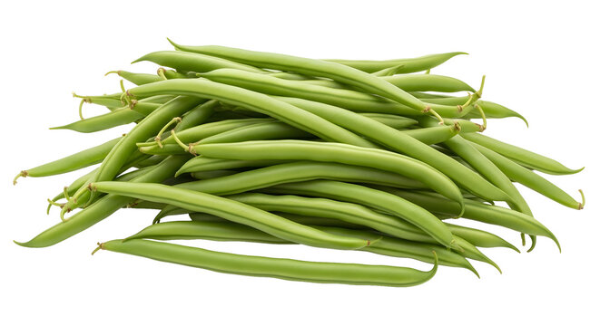 Fresh green beans isolated on a transparent background