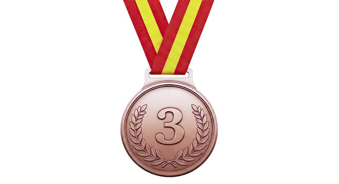 Bronze Medal with Red and Yellow Ribbon