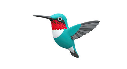 Naklejka premium 3D Render of a Teal Hummingbird with Red Throat