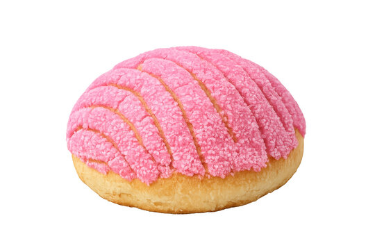 Pink concha mexican sweet bread transparent background