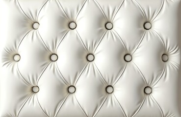 Fototapeta premium White tufted upholstery texture close up. Diamond pattern with buttons and stitching. Elegant luxury fabric surface for interior design background.