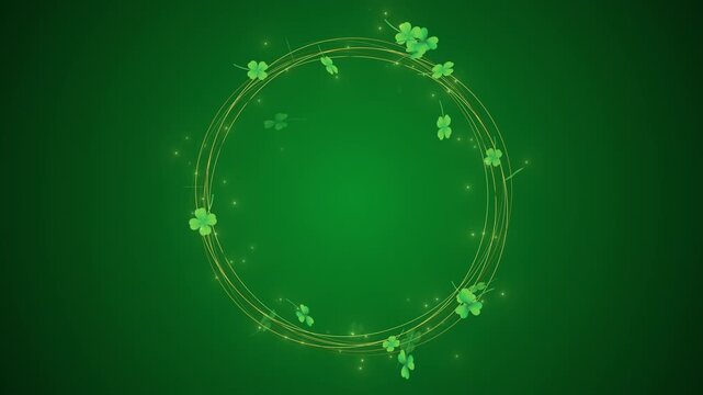 Saint patricks day Gold circle border frame with shamrocks