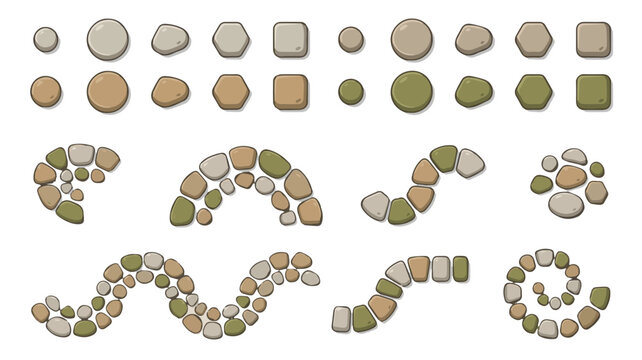 Minimal Stepping Stone Path Game Asset on White Background