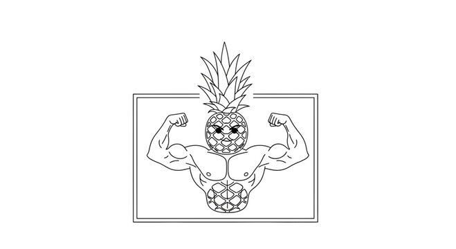 Strong tropical fruit illustration depicting fitness and healthy lifestyle concepts in a creative
