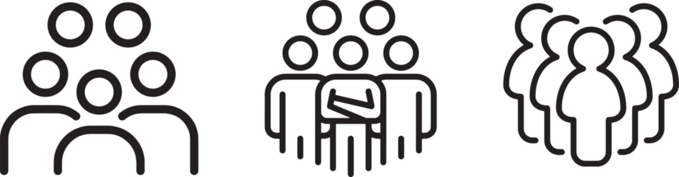 Employee team outline icon set. professional collective outline icons. Line signs group of people. Vector illustration isolated pictograms for web and app on white background.