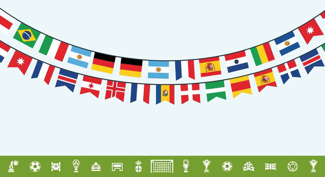 International Flags Bunting Garland Decoration for Sports Events and Celebrations