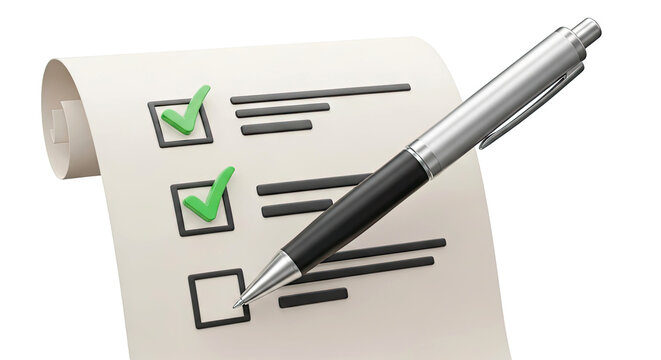 Checklist with Pen and Checkmarks