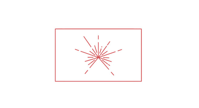Dynamic Red Line Illustration Capturing Abstract Energy Burst Within Minimalist Rectangular Frame