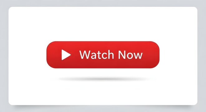 Watch Now Button with Play Icon for Video Engagement Streaming Service Online Courses and Call to Action Promotion in Digital Media