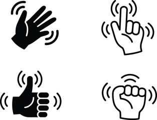 Obraz premium Four hand gesture with vibration lines wave finger