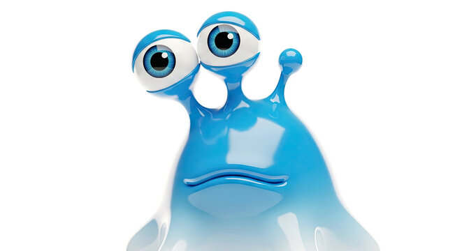 Blue Cartoon Creature with Large Eyes