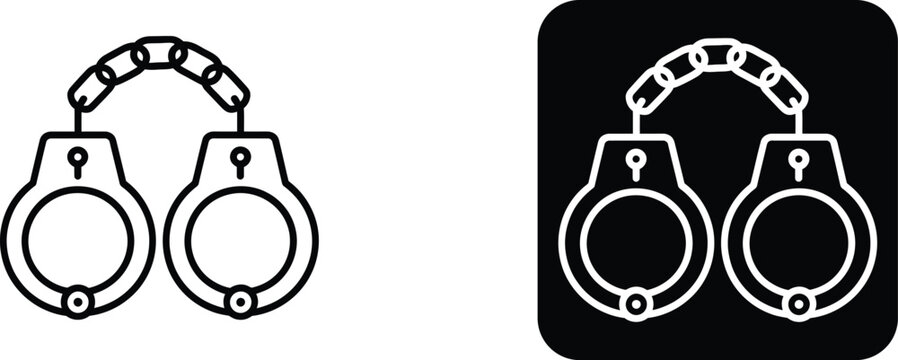 Black and white of chained handcuffs lock arrest