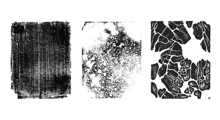 Obraz premium Collection of three abstract black and white textured graphic resource shapes