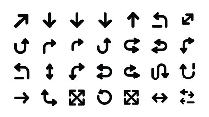 Fototapeta premium A collection of various black arrow symbols on a white background