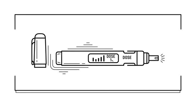 Modern medical injector pen device showcasing precise digital dose administration for healthcare