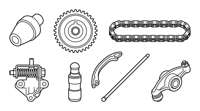 Set of car engine components vector isolated on a transparent background for various uses