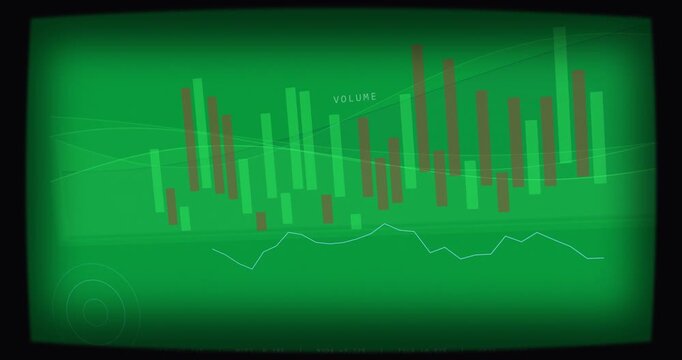 On tick volume HUD building, candles moving, fill rising on transparent background showing trends
