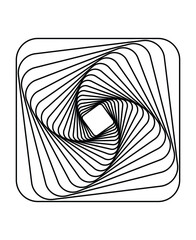 Naklejka premium Abstract optical illusion vector art illustration of twisted square shapes in dark gray