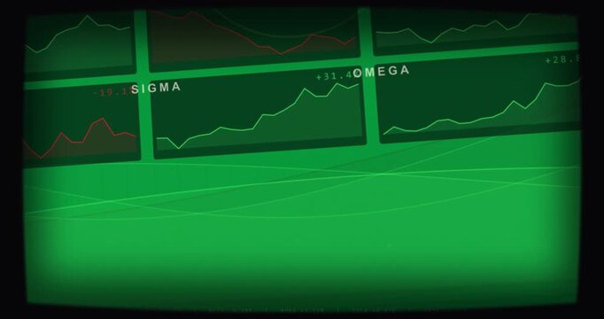 Dashboard animating on load, OMEGA rising while ribbons sliding right to show trends, transparent