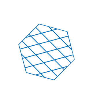Blue wireframe dodecahedron vector illustration on transparent background, futuristic design element