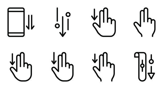 Collection of mobile phone gestures and hand gestures for scrolling swiping and multi touch interactions